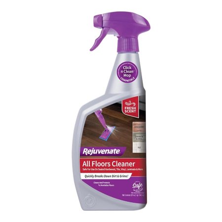  A spray bottle of Rejuvenate All Floors Cleaner on a white background.