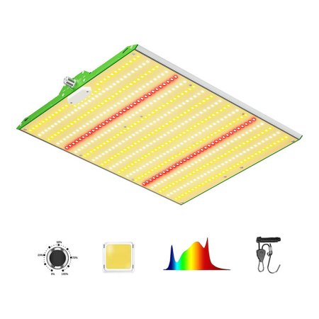  The Bestva Dimmable Pro Series LED Grow Light lit up on a white background.