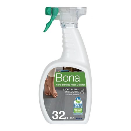  A spray bottle of Bona Hard-Surface Floor Cleaner on a white background.