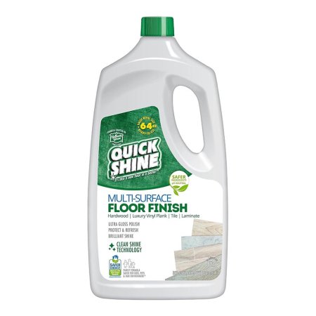  A bottle of Quick Shine Multi-Surface Floor Finish on a white background.