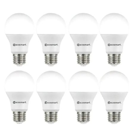  Eight of the EcoSmart 9W Non-Dimmable LED Light Bulbs on a white background.