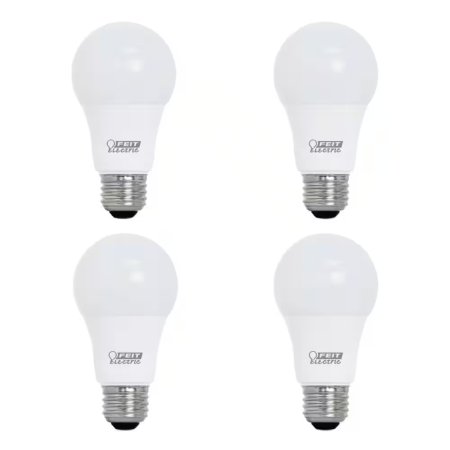  Four of the Feit Electric 8.8W Dimmable LED Light Bulbs on a white background.