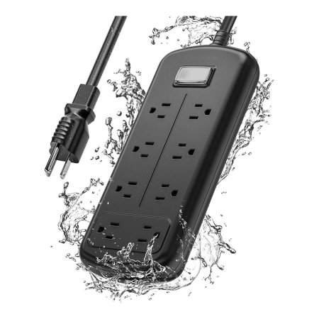  The EIGSO IPX6 8-Outlet Outdoor Power Strip splashing in water on a white background.