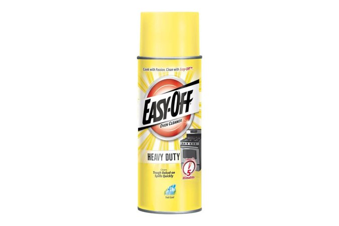  A can of Easy-Off Heavy-Duty Oven Cleaner on a white background.