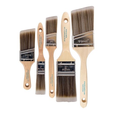  The Pro Grade 5-Piece Flat and Angle Paint Brush Set on a white background.