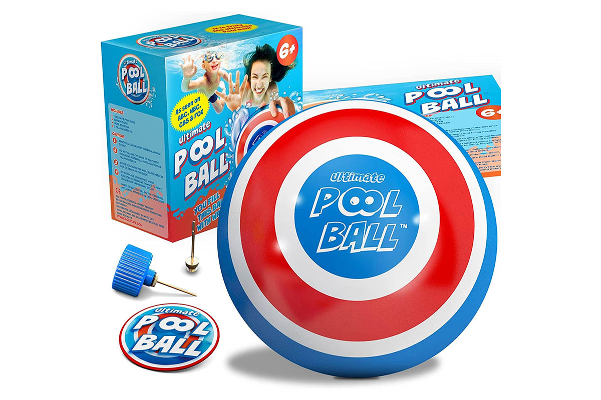 The Activ Life The Ultimate Pool Ball and its packaging on a white background.