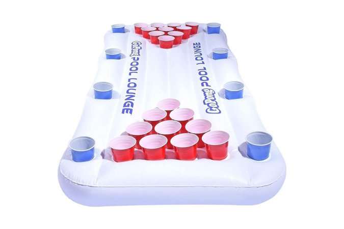  The GoPong Inflatable Pool Lounge Beer Pong Table on a white background.