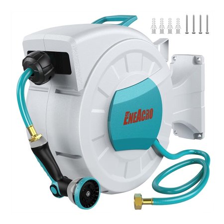  The Eneacro 100-Foot Retractable Garden Hose Reel on a white background.