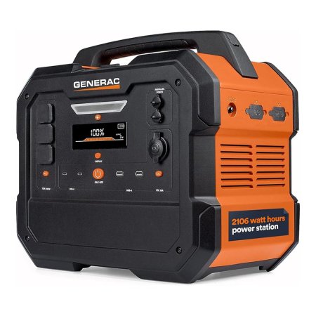  The Generac GB2000 Portable Power Station on a white background during testing.