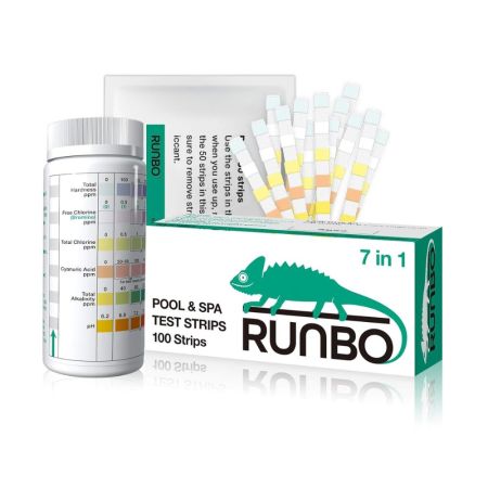  Runbo 7-in-1 Pool Test Strips on a white background