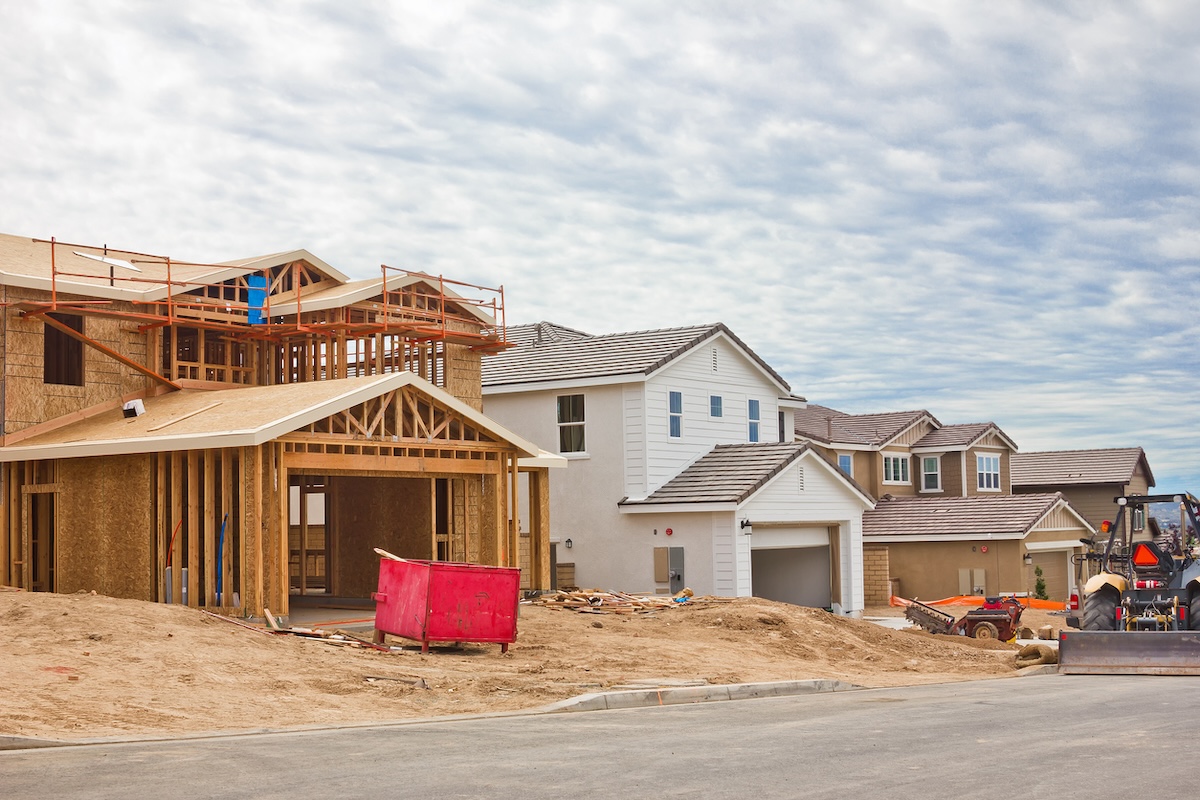 A new home being built in a nice neighborhood.