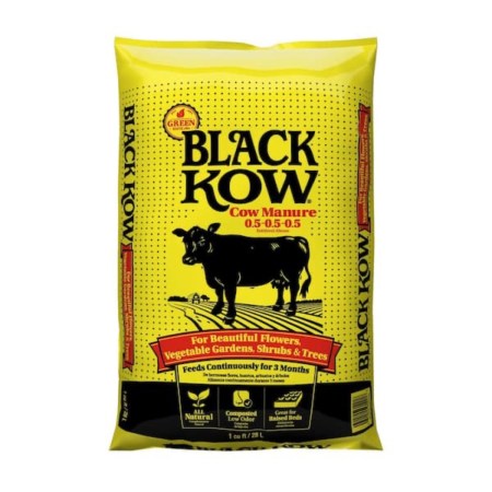  A bag of Black Kow Cow Manure on a white background.