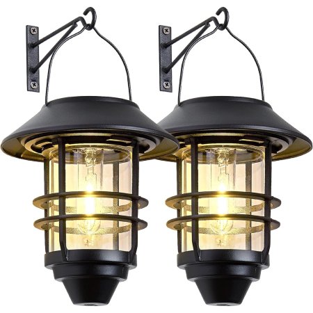  Two Derynome Solar Lantern Outdoor Lights on a white background.