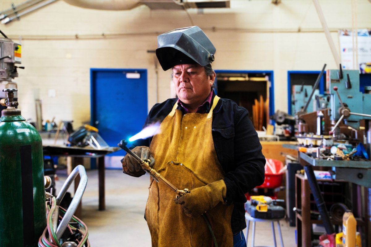 A welder at work.