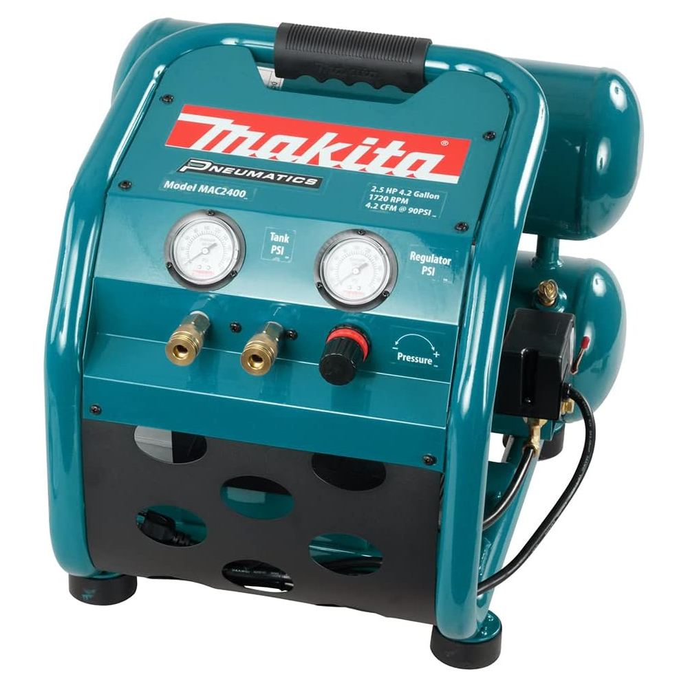 A portable Makita air compressor on a white background.