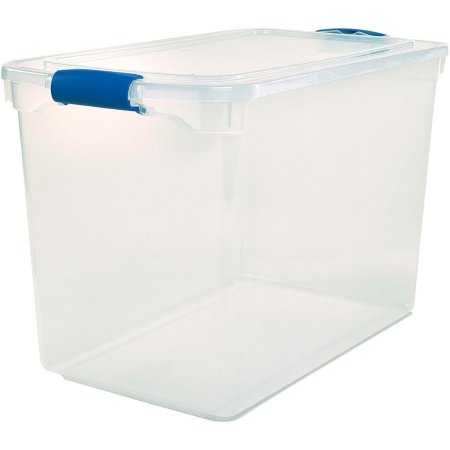  The Homz 2-Pack 112-qt. Clear Stackable Storage Container on a white background.