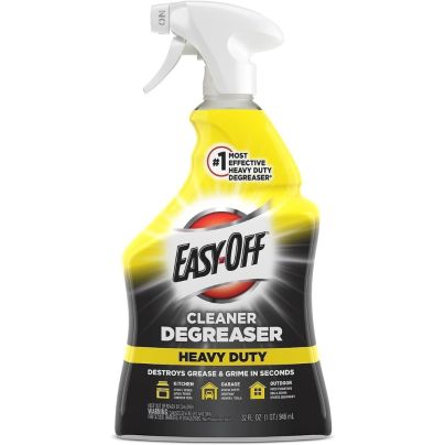 A spray bottle of Easy-Off Heavy-Duty Cleaner Degreaser on a white background.