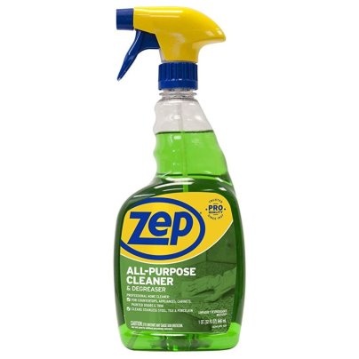 A spray bottle of Zep All-Purpose Cleaner & Degreaser on a white background.