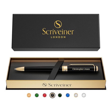  The Best Engraved Gifts Option Scriveiner Black Ballpoint Personalized Pen