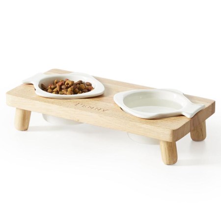  The Best Engraved Gifts Option Wooden Cat Bowl Stand