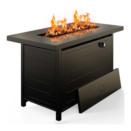  The Ciays Gas Fire Pit Table With Lava Rocks on a white background.