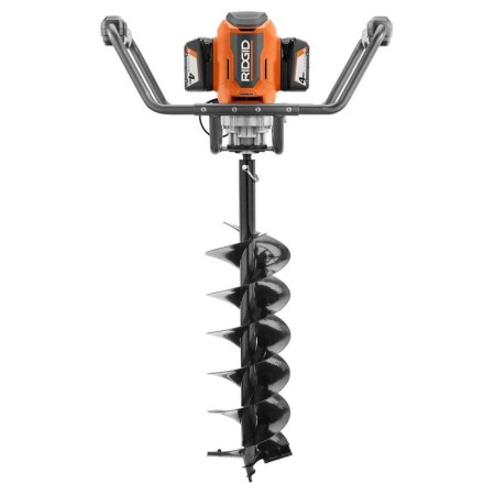  The Ridgid 18V Earth Auger with 8" Bit on a white background.