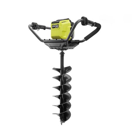  The Ryobi 40V HP Brushless 8" Earth Auger Kit on a white background.