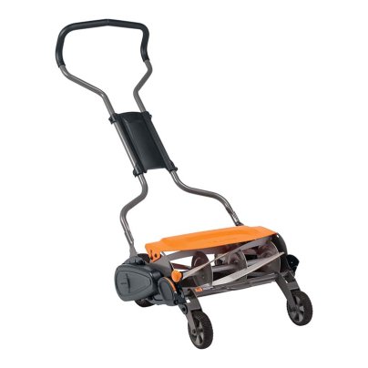 The Fiskars StaySharp 18-Inch Max Reel Mower on a white background.