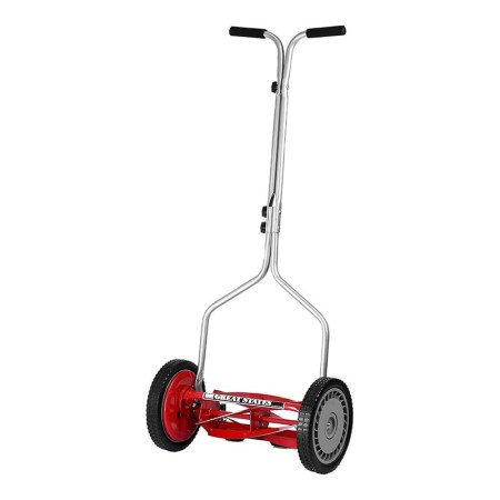  The Great States 14-Inch 5-Blade Push Reel Lawn Mower on a white background.