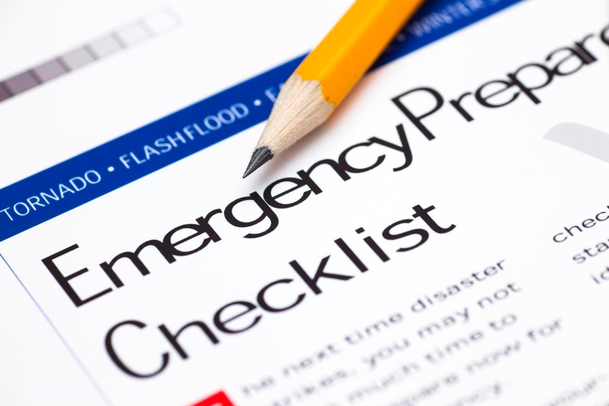 A close up of an emergency preparedness checklist.