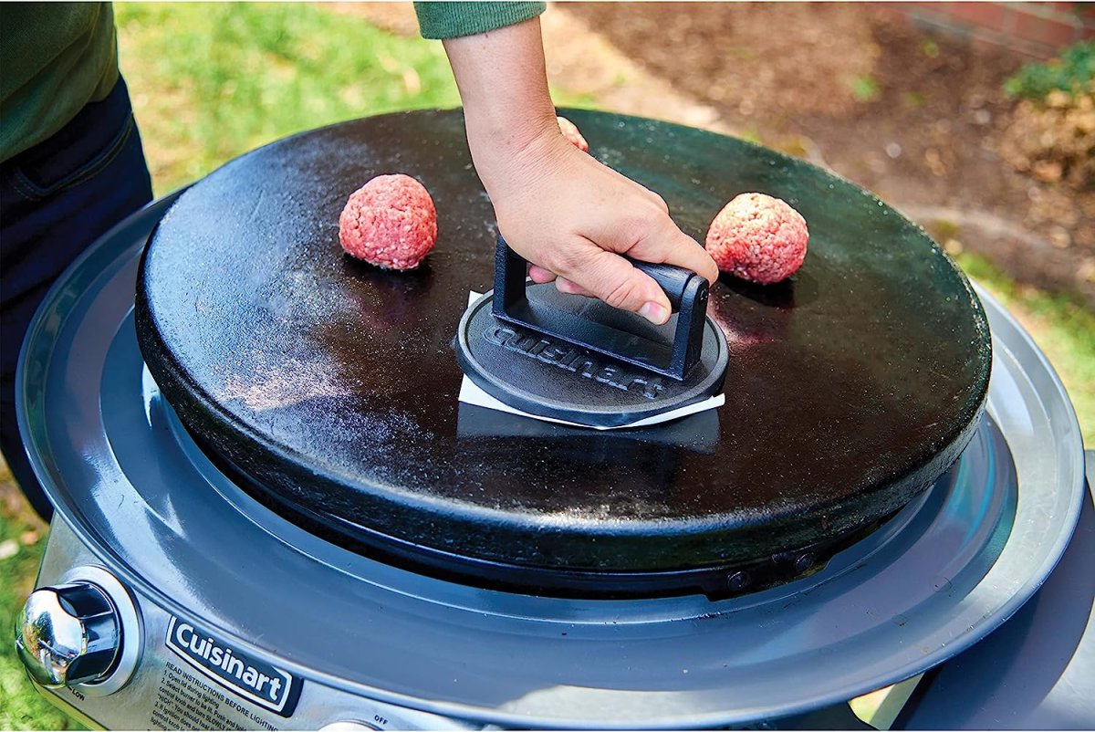 Best Outdoor Kitchen Essentials Cast Iron Burger Press