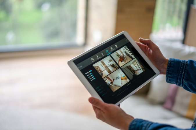 A close up of a smart home hub screen.