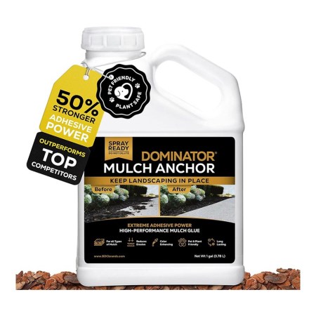  A jug of Black Diamond Coatings Dominator Mulch Anchor on a white background.