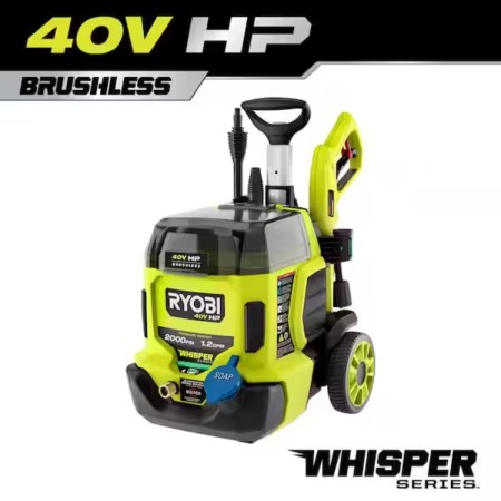  The Ryobi 2,000 PSI 1.2 GPM Electric Pressure Washer on a white background.