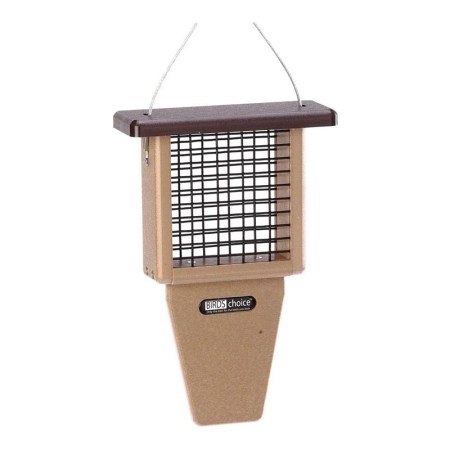  The Birds Choice Single-Cake Suet Feeder With Tail Prop on a white background.