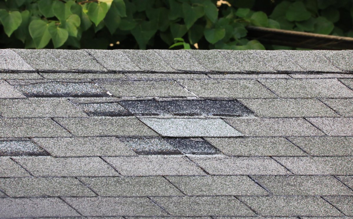 A close up of a grey roof. 