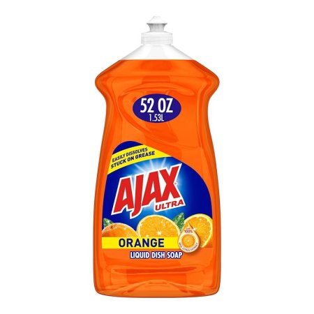  Bottle of Ajax Ultra Triple Action Orange Dish Soap on white background