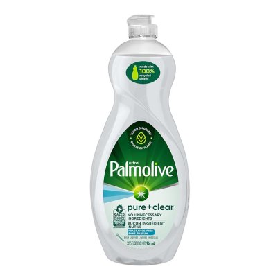 Bottle Palmolive Ultra Pure + Clear Dish Soap on white background