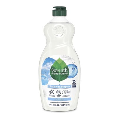 Bottle of Seventh Generation Free & Clear Dish Soap on white background