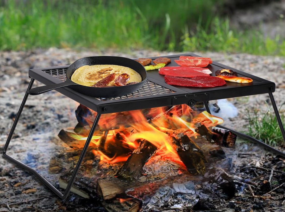 Turn Your Fire Pit Into a Griddle With These Hot Accessories Folding Campfire Grill Grate