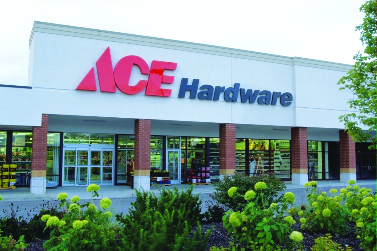 Ace Hardware store front with landscaping