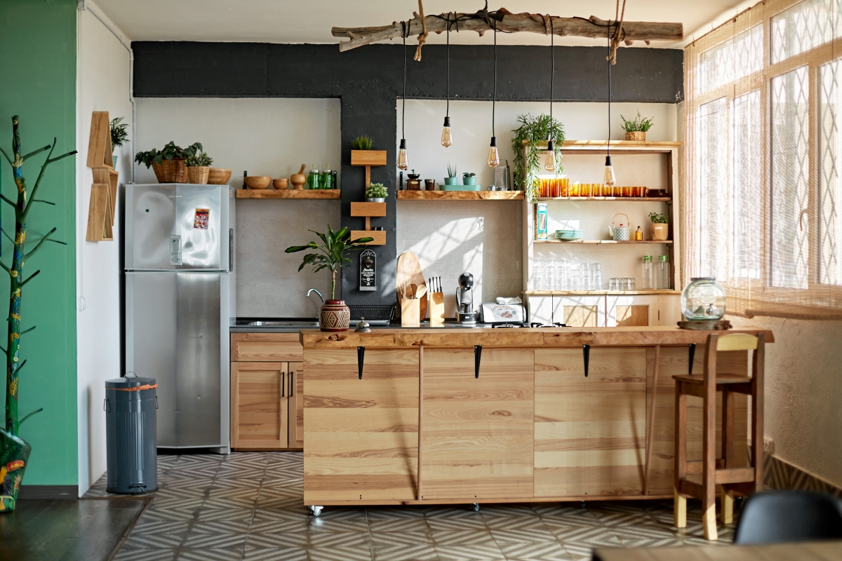 A rustic modern kitchen.