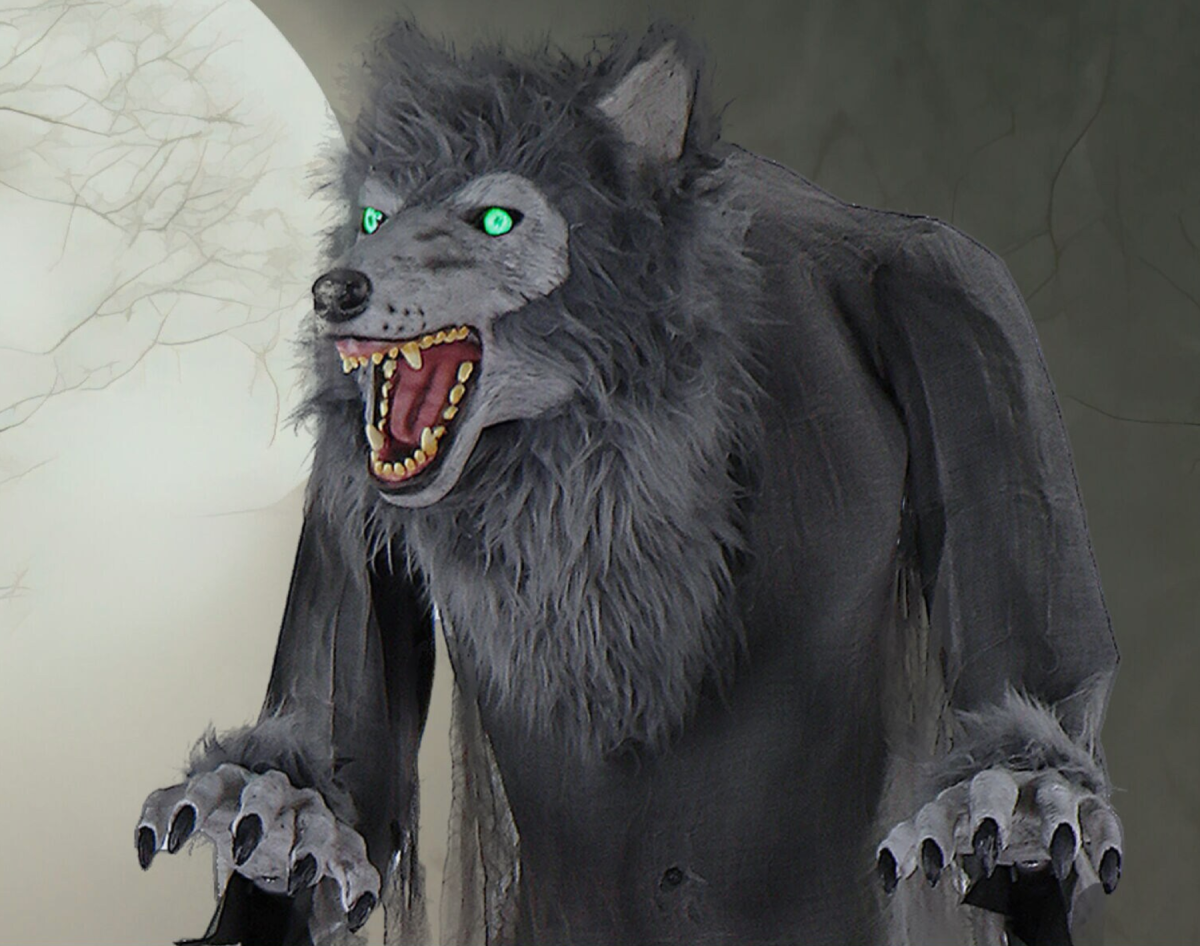 Animatronic werewolf in Lowe's Halloween decorations department