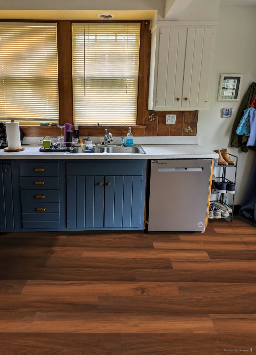 Kitchen floor near sink and dishwasher reimagined with Astoria flooring from Empire Today