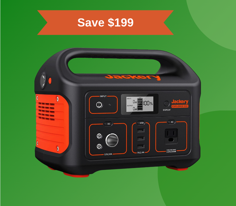 Jackery portable power station on green background