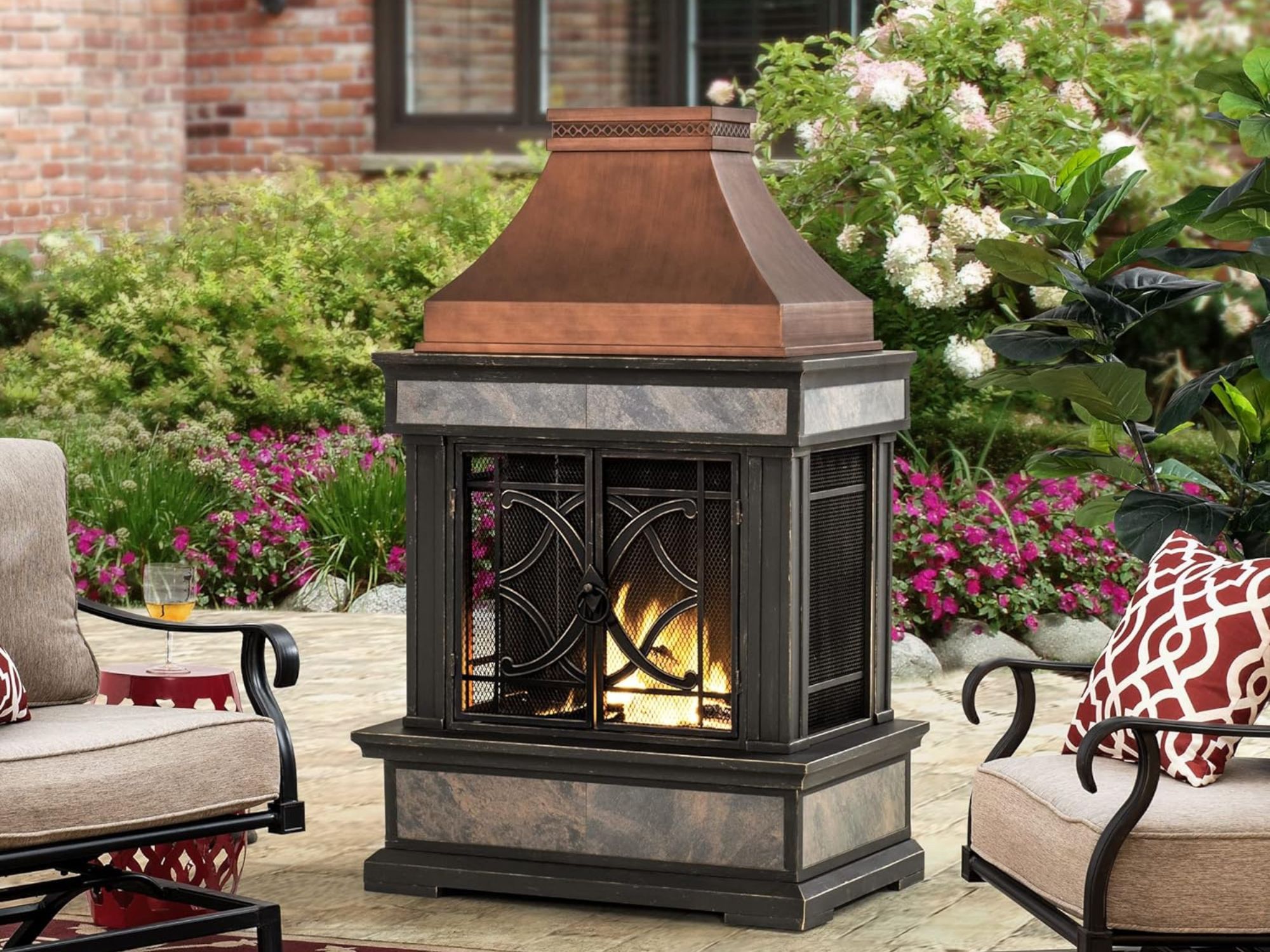 The Best Outdoor Fireplaces Option: Sunjoy Heirloom Slate Outdoor Fireplace