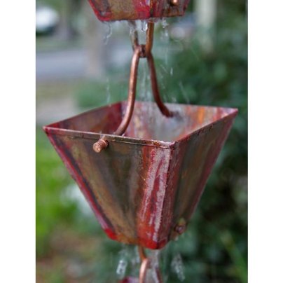 The Best Rain Chain Option RainChains Square Cups Pre-Aged Copper Rain Chain