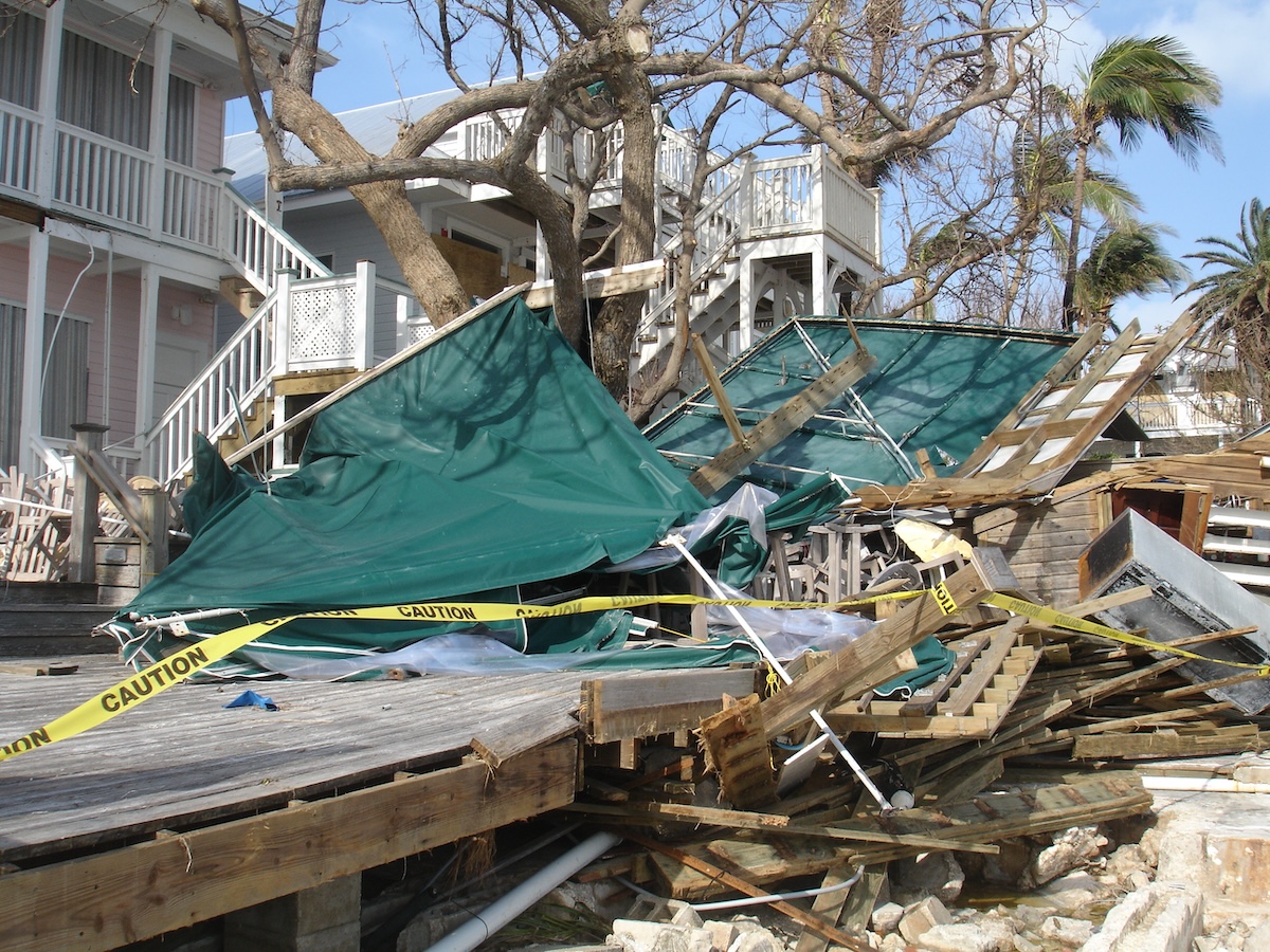 Hurricane damage in a residential neighborhood.