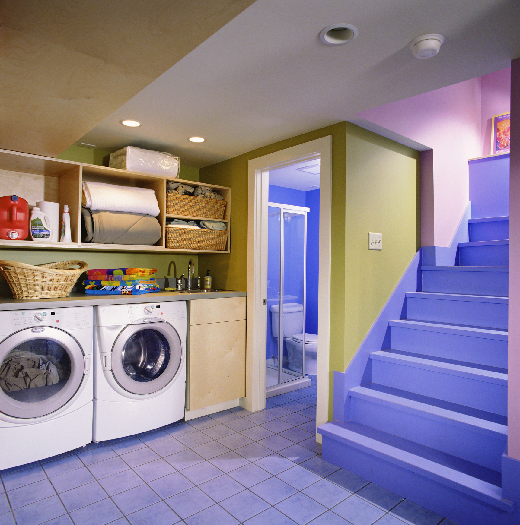 Laundry room in finished basement.