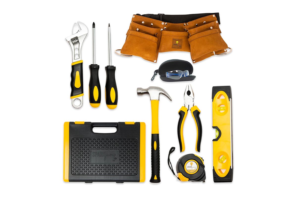 Kids Gift Guide Deluxe Kids Tool Set with Leather Tool Belt